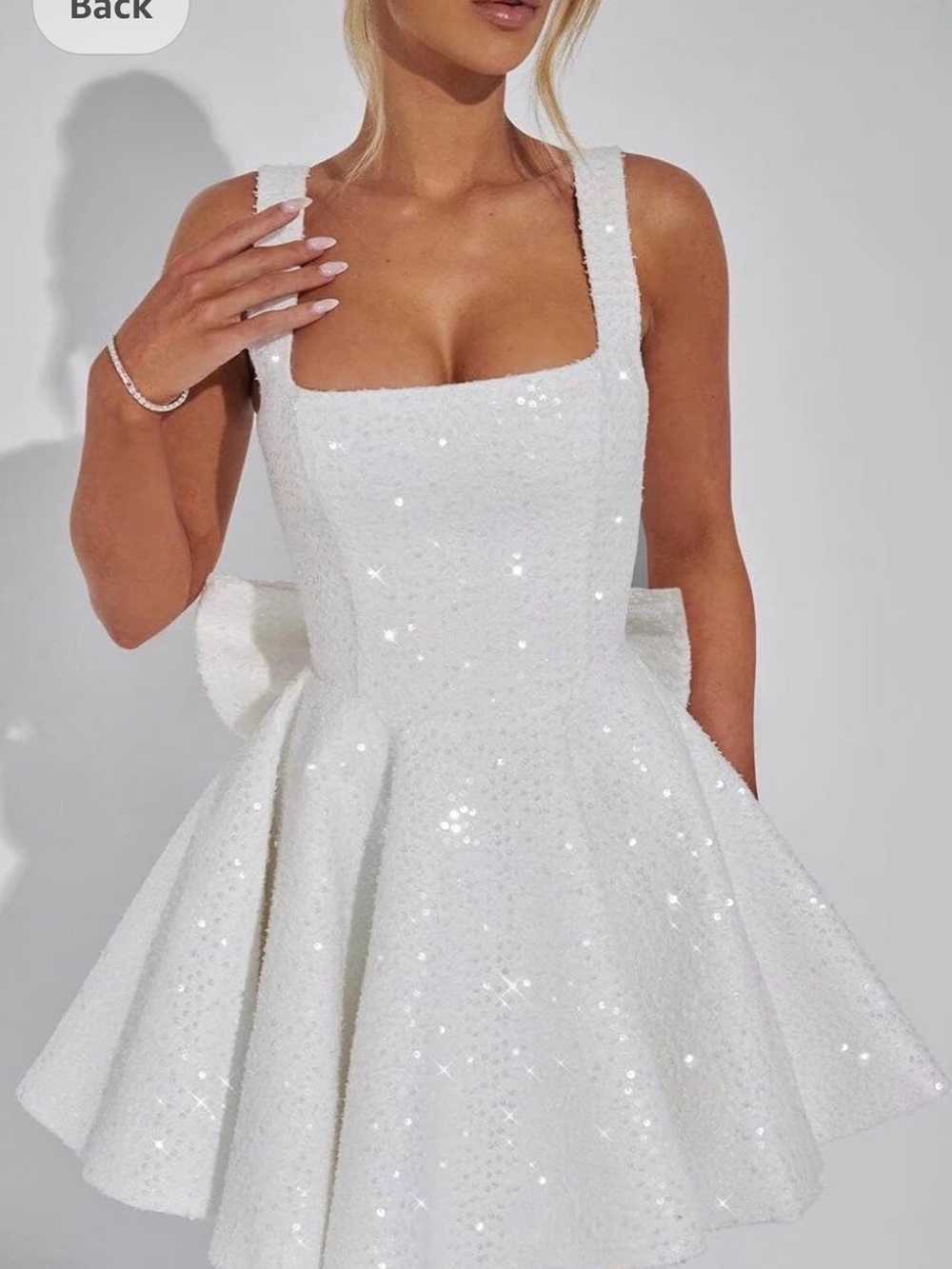 White sparkle dress with bow bridal